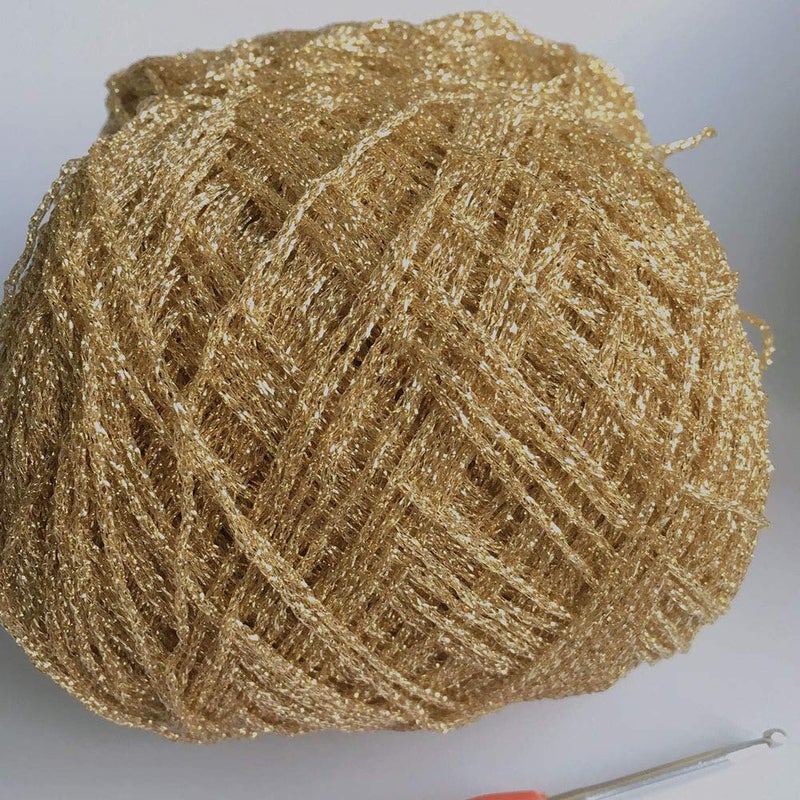 Clisil 860yd Gold Lurex Thread 3.52oz Shining Glitter Sparkle Metallic Yarn DIY Fancy Crochet Project String Knitting Sweater Scarf Accessory 3mm Thick Golden - Image 5